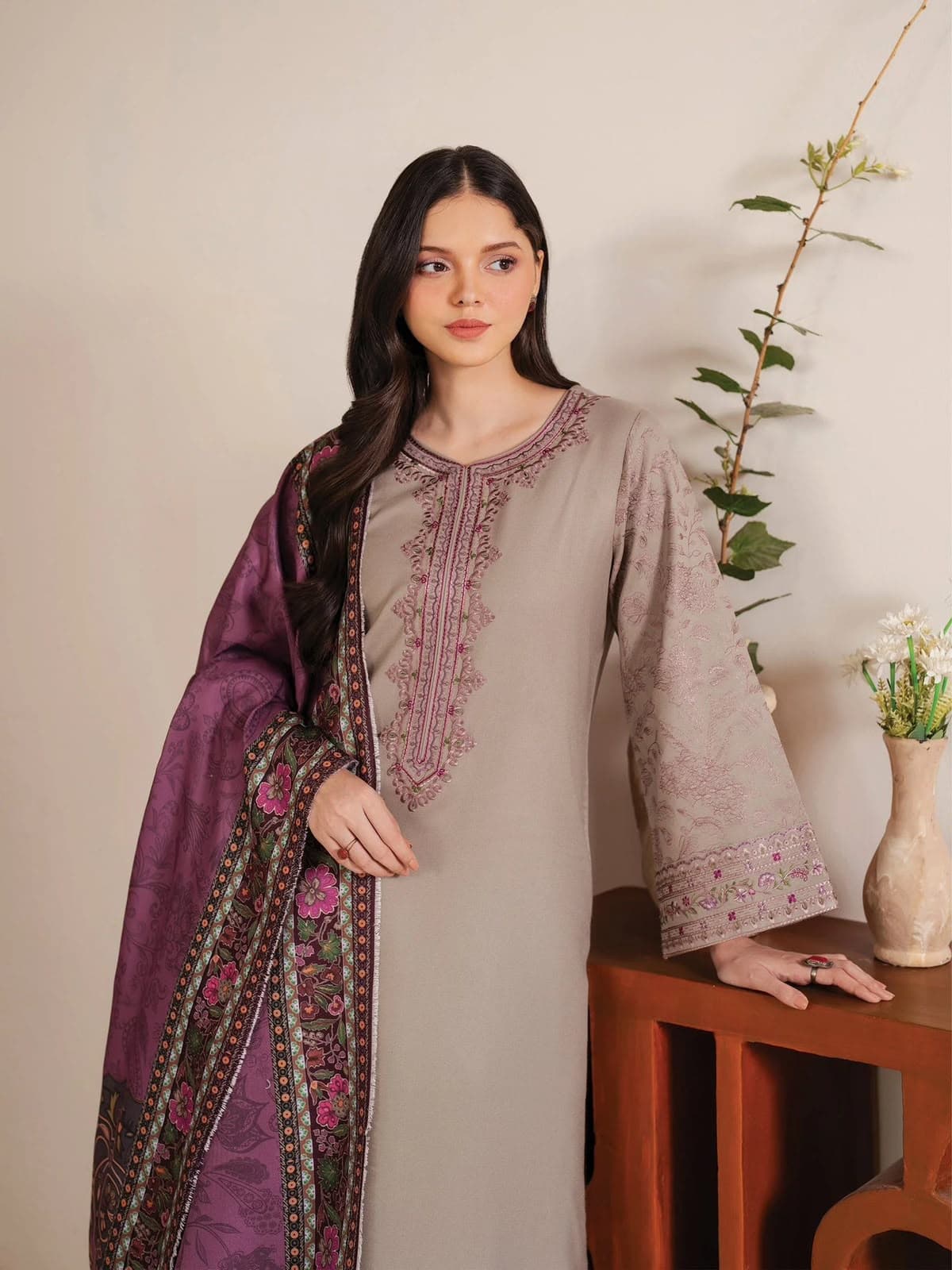 JAZMIN Dhanak Embroidered Hit Code Unstitched 3-Piece Suit