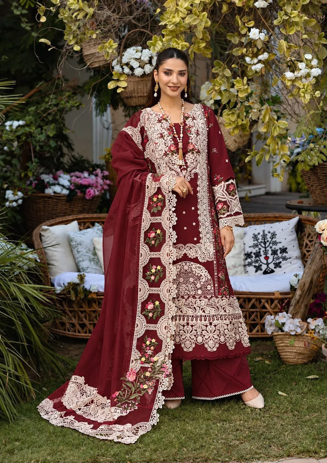 Elaf Dhanak Chikankari Embroidered Luxury Unstitched 3-Piece Suit