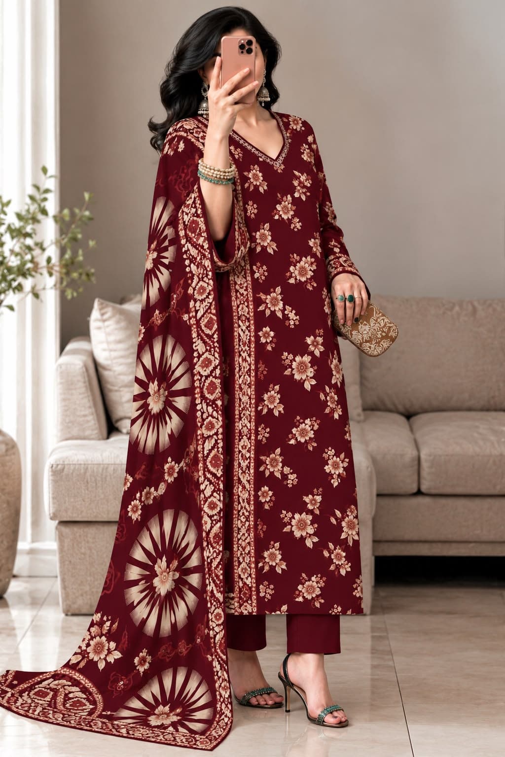 Embroidered Luxury Unstitched 3-Piece Suit